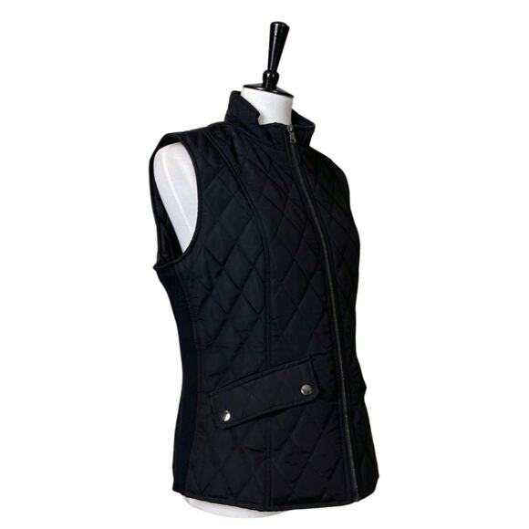Westport Black Quilted Vest Zip Front Snap Pockets Padded Women's Size Large - Picture 2 of 12